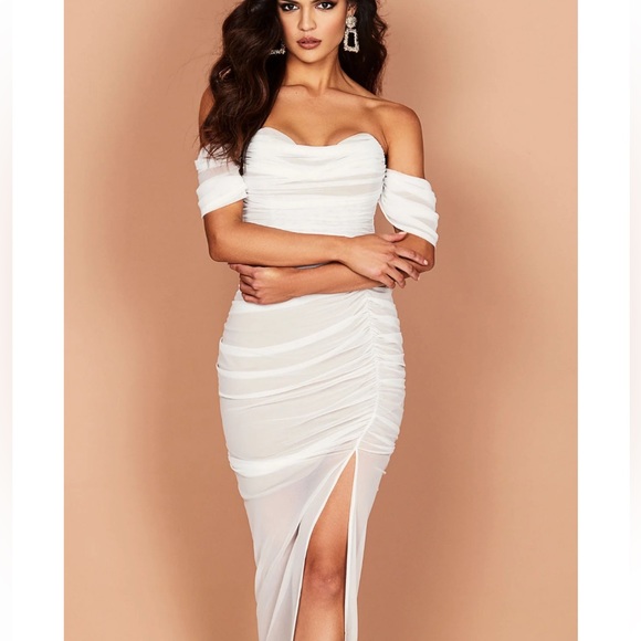Nookie Dita Mesh Gown in White & Nude - Picture 8 of 11